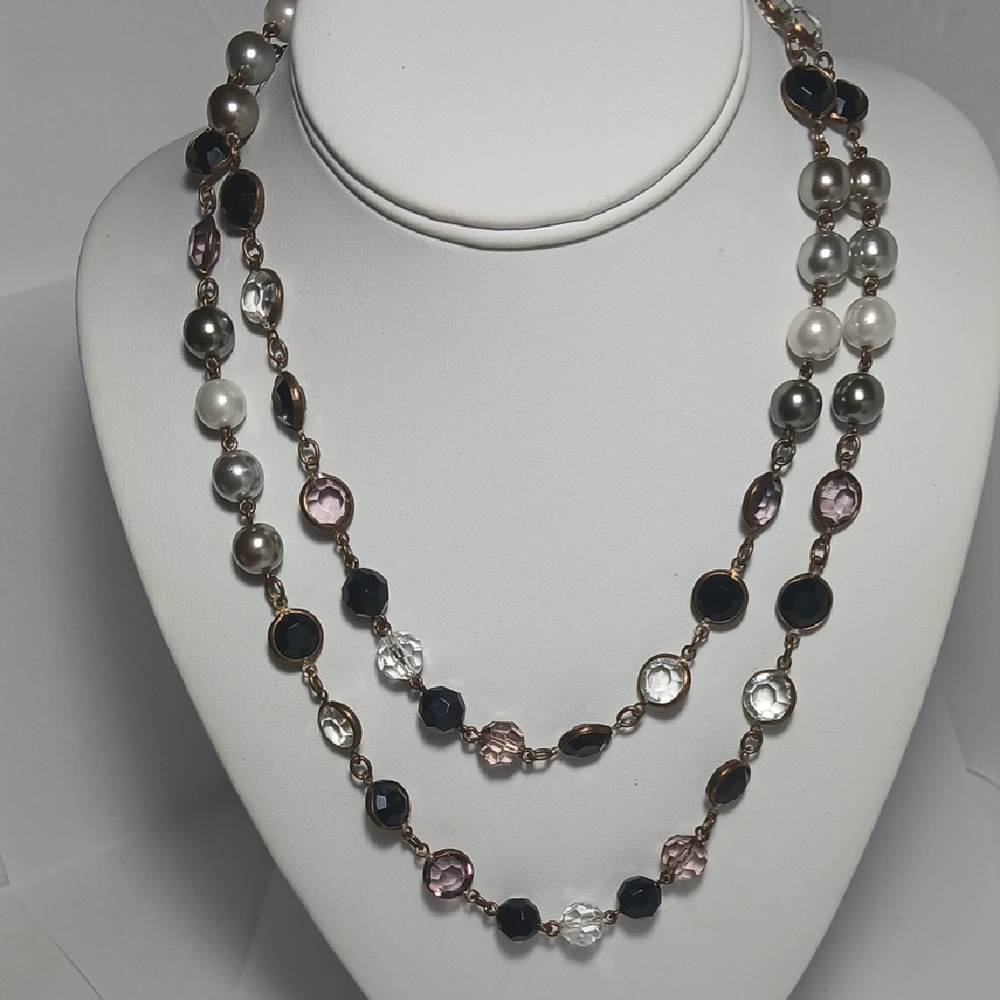 Elegant Extra Long Multi-Color Beaded Necklace